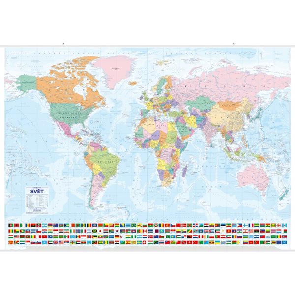 Levně Svět nástěnná politická mapa s vlajkami - 137x96 cm