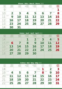 Helma Nástěnný kalendář tříměsíční 31,5x45 cm - zelený
