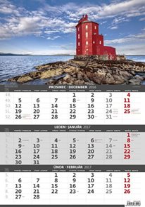 Kalendář nástěnný 2017 - 3měsíční/Pobřeží
