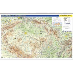 Česk&#225; republika - n&#225;stěnn&#225; fyzick&#225; mapa 1:500 tis./99x62,5 cm