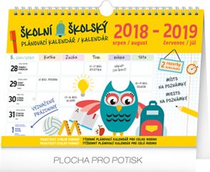 Školní plánovací kalendář 2018-2019 s háčkem 30 x 21 cm