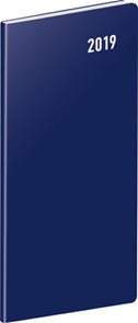 Diář 2019 - Modrý - kapesní, plánovací měsíční, 8 x 18 cm