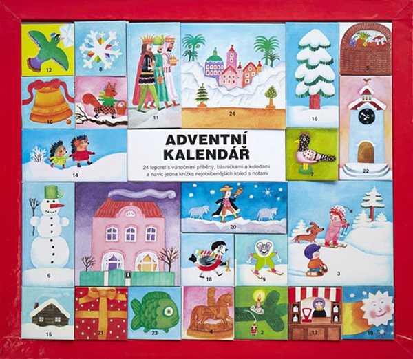 Adventní kalendář - 24 leporel s vánočními příběhy, básničkami a koledami a navíc jedna knížka - Pecháčková Ivana