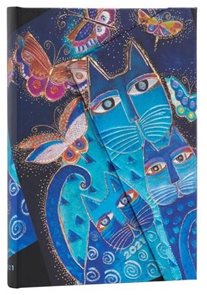 Paperblanks Diář - Blue Cats & Butterflies / midi