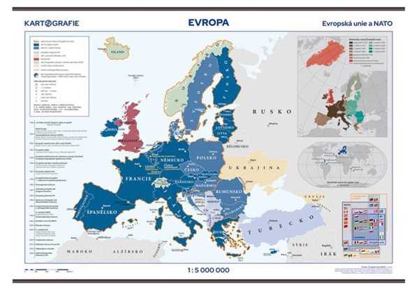 Evropa – Evropská unie a NATO – školní nástěnná mapa